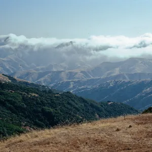 fog over Sierra Blanca, from ridge, Santa Cruz Island