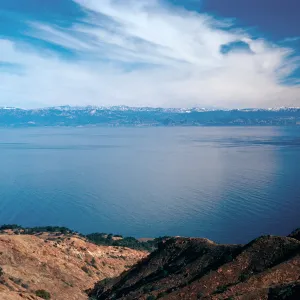 Snow on Mainland from Peak 1848, West of Red Mountain, Santa Cruz Island