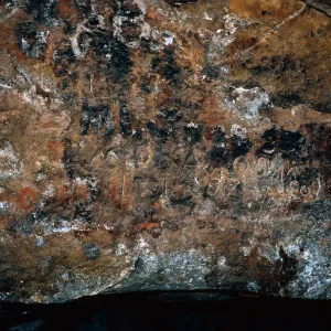 Inscription at East entrance, Cueva Valdez, Santa Cruz Island
