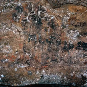 Inscriptions, East entrance, Cueva Valdez, Santa Cruz Island