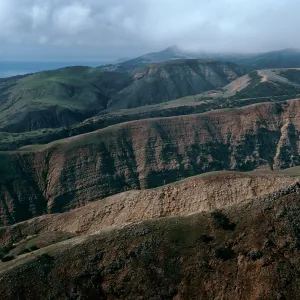 erosion, looking West, Southeast end, East of Montañon Canyon, Santa Cruz Island