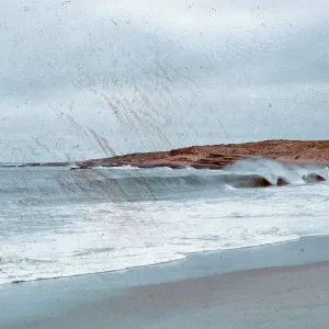waves breaking, West side of sand pit, 66-74 & SN-320