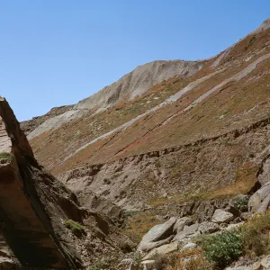 S-facing slope, Sand Dune Canyon, from streambed, 66-152 & SN-408