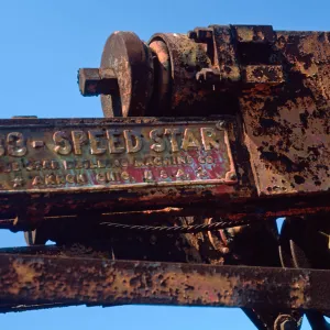 Portable drilling rig, old oil well site, East side, Santa Cruz Island