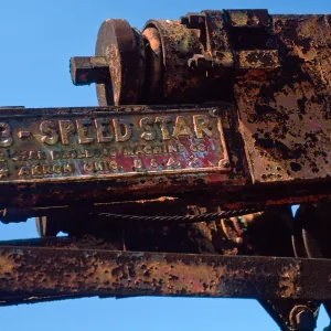 Portable drilling rig, old oil well site, East side, Santa Cruz Island