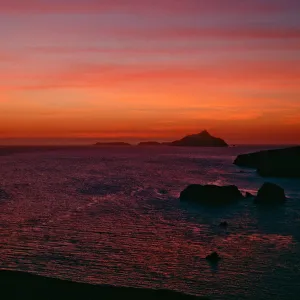 Sunrise from hill above Scorpion Ranch, Santa Cruz Island