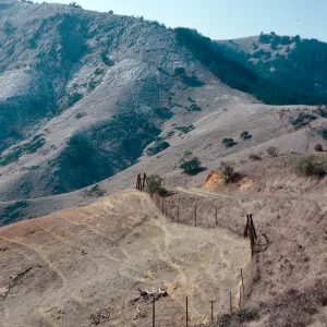 sheep damage, upper Laguna - upper Sauces Road - looking toward ragged mountain ridge, Santa Cruz Island