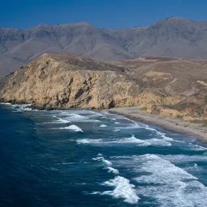 Sauces Beach from top of Kinton Point peninsula, Santa Cruz Island