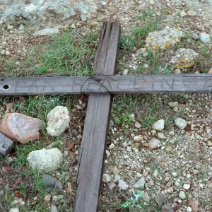 cross on top of Î” Cave, just West of mouth of Willows Canyon, Santa Cruz Island