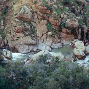 looking down into upper Cascada Canyon, East-West portion, Santa Cruz Island