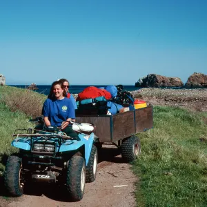 Suzan on ATV, Scorpion Beach, Santa Cruz Island