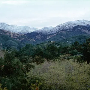 snow on Santa Ynez Mountains, Mission Canyon, Santa Barbara County