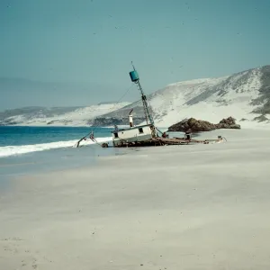 sunken fishing boat, Cuyler Harbor, San Miguel Island